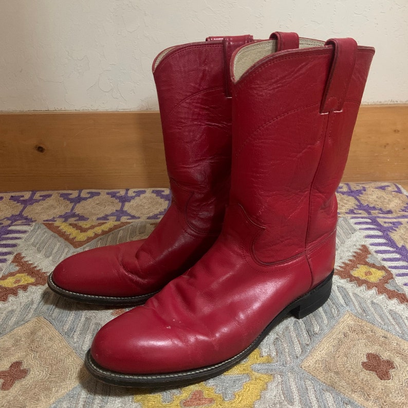 Vintage Red Leather Justin Roper Boots 9