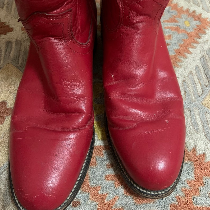 Vintage Red Leather Justin Roper Boots 9