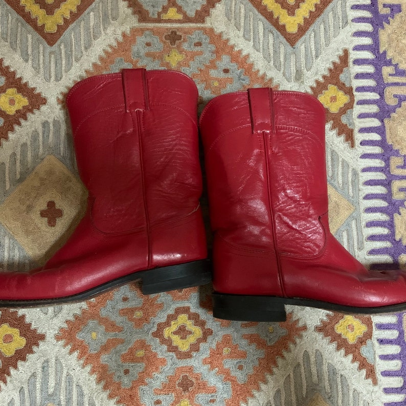 Vintage Red Leather Justin Roper Boots 9