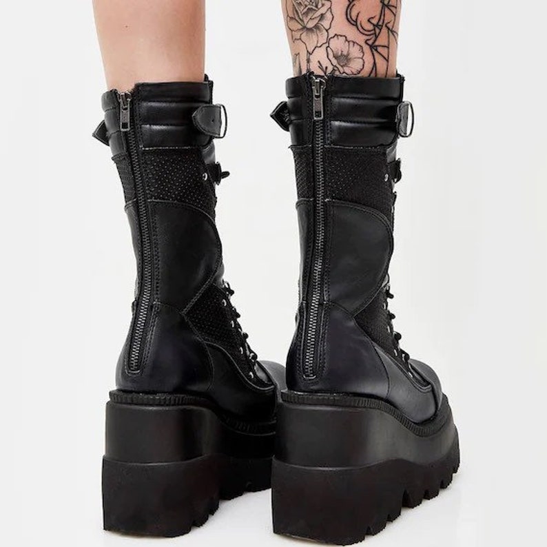 Platform Motorcycle Boots-black Motorcycle Platform Rave