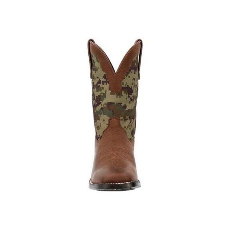 Westward Green Digi Camo Western Boot in Brown Square Toe