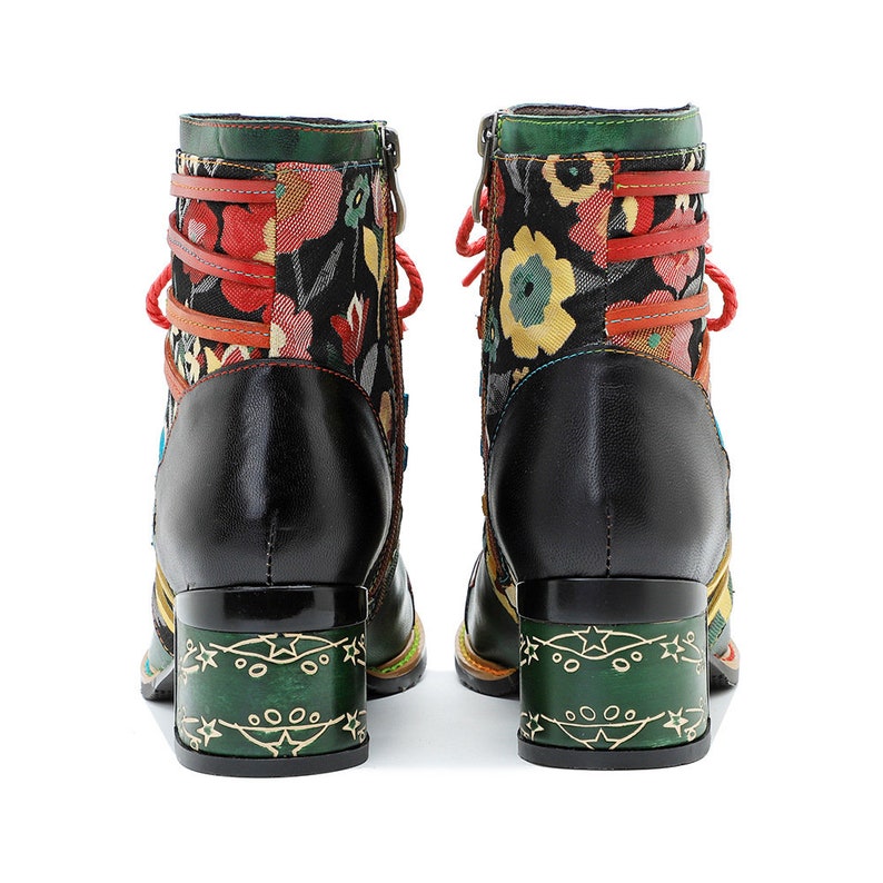 Multicolor Ankle Boots Lace up Women Vintage Boots Handmade