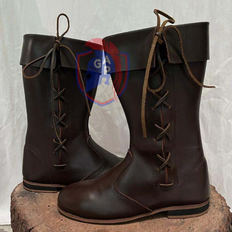 Medieval Leather Boot Re-enactment Shoes Medieval Boots US