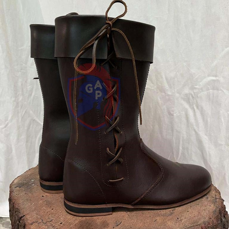 Medieval Leather Boot Re-enactment Shoes Medieval Boots US