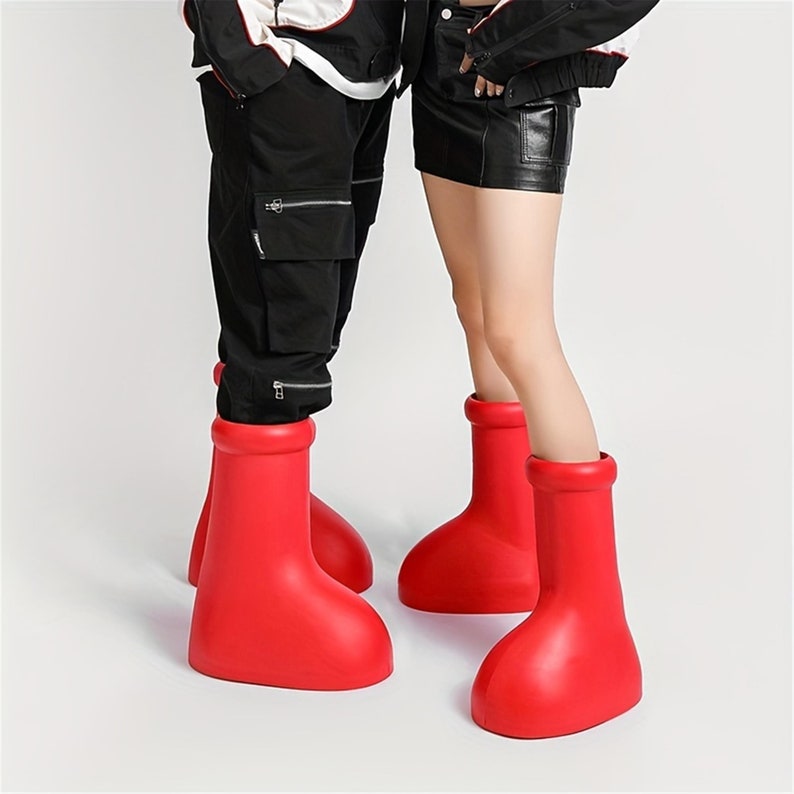 Red Astroboy Boots Trendy High Cartoon Round Toe Big Red