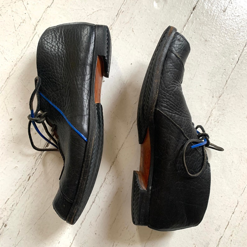 90s Cydwoq Leather Shoes Hand Painted Minimalist Unique Shape