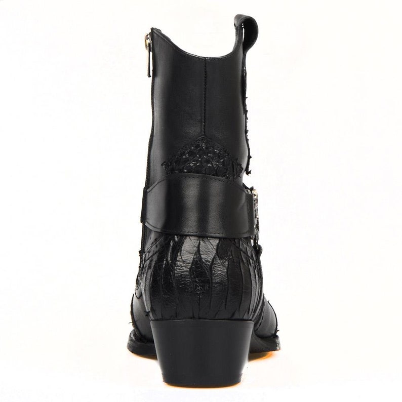 Footcourt Black Western Motorcycle Boots Men Texas Boots