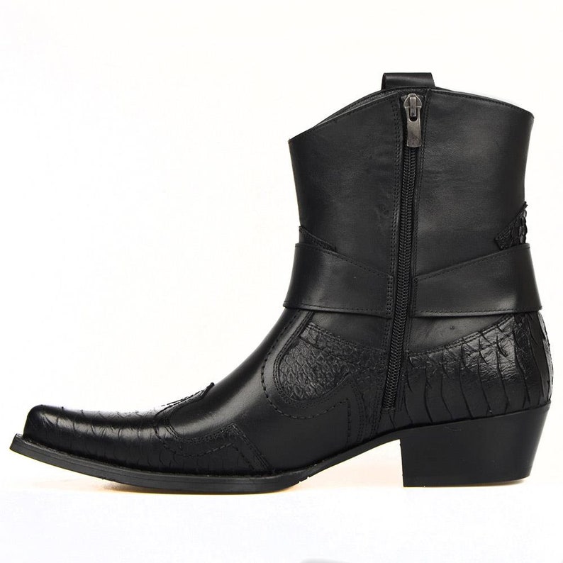 Footcourt Black Western Motorcycle Boots Men Texas Boots