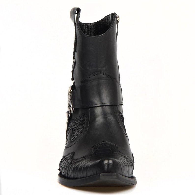 Footcourt Black Western Motorcycle Boots Men Texas Boots