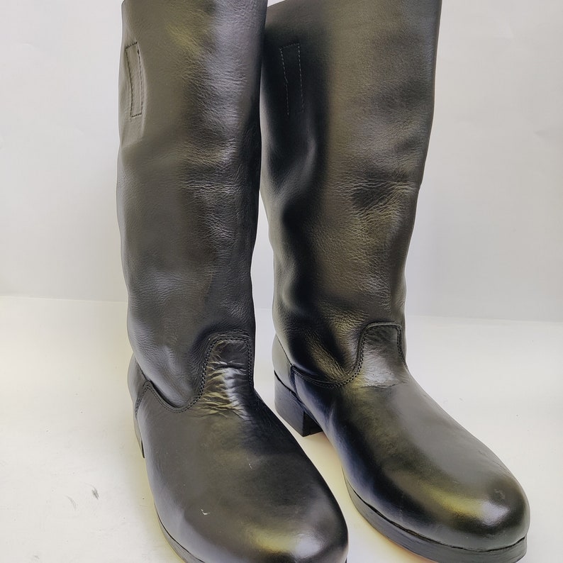 Black Leather Long Boot With Hobnails. Horse Riding Boot Jack