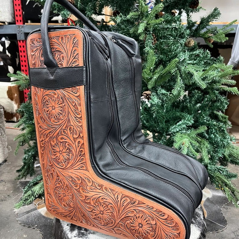 Tooled Leather Boot Bag