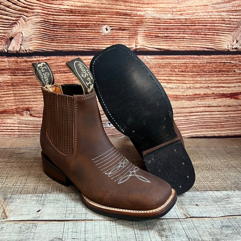 Women Western Cowgirl Square Toe Ankle Boot Leather Rodeo