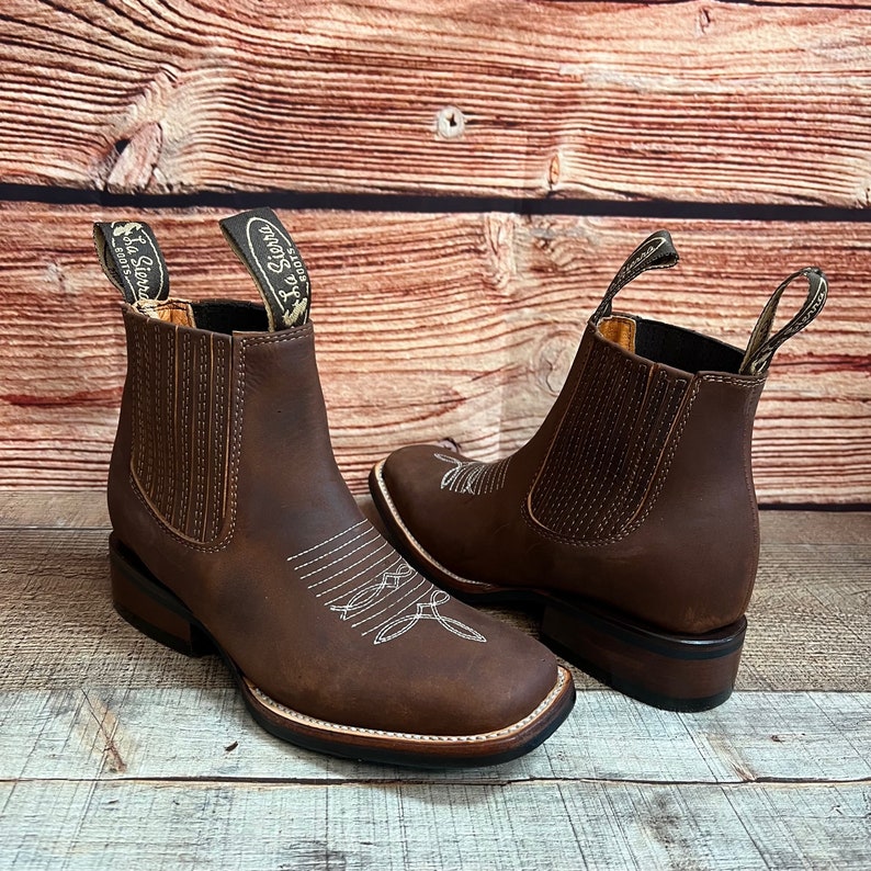 Women Western Cowgirl Square Toe Ankle Boot Leather Rodeo