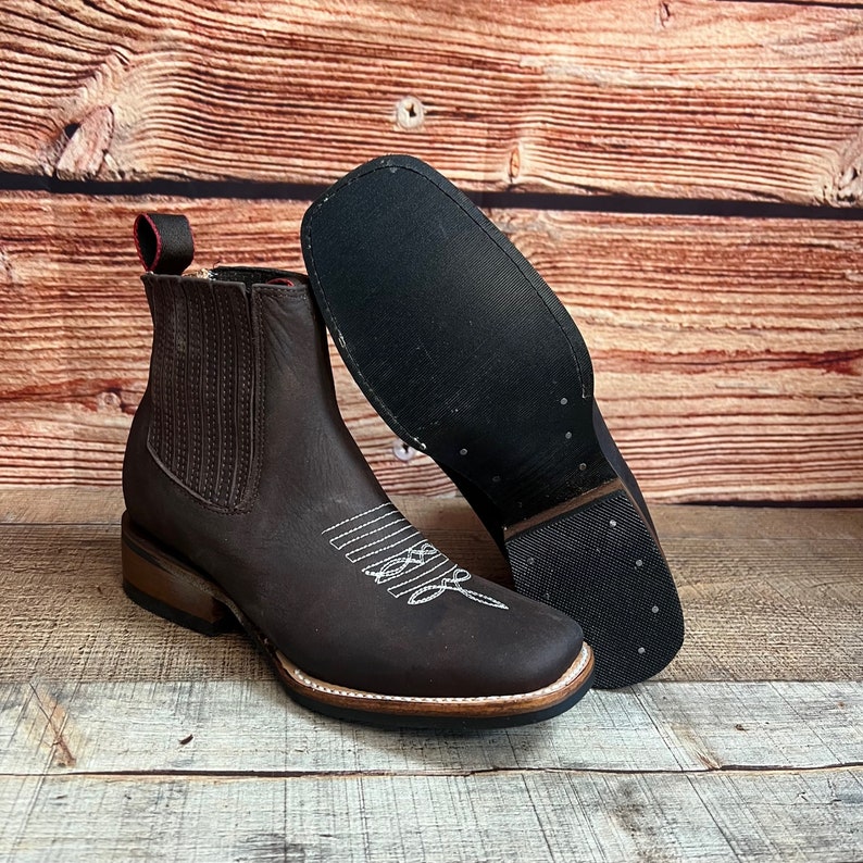 Women Western Cowgirl Square Toe Ankle Boot Leather Rodeo
