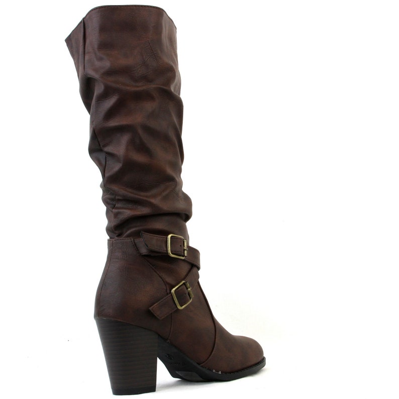 Women High High Cuban Heels Cross Strap With Buckle Detail Mid