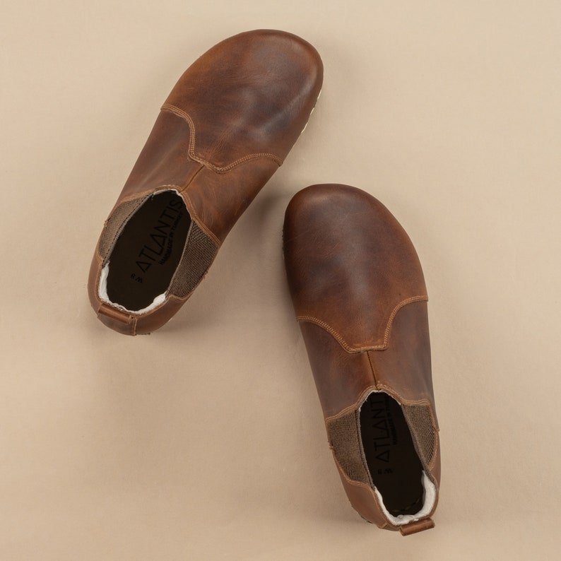 Sustainable Mens Barefoot Chelsea Boots Coffee Wide Toe Box
