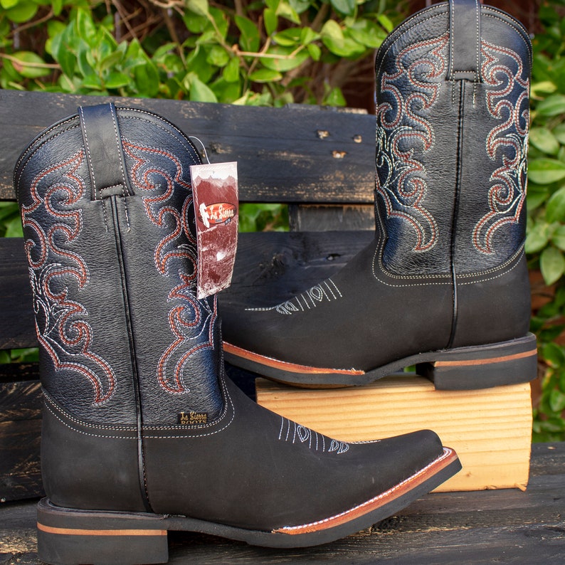 MENS Suede LEATHER COWBOY Western Rodeo Square Toe Boots