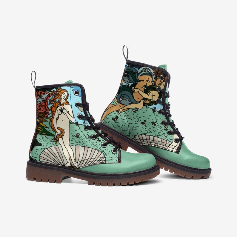 Venus Botticelli Pastel Green Leather Unisex Boots Vegan