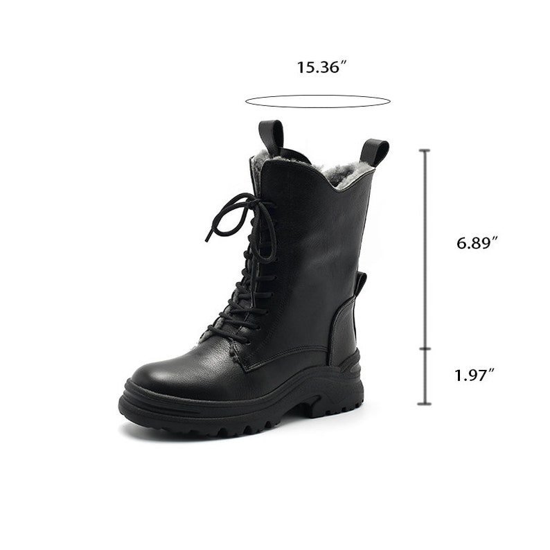 Leather Combat Boots Designer Retro Chunky Riding Boots in
