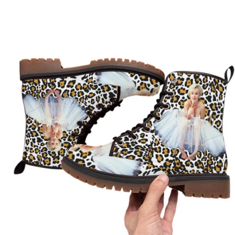 Marilyn Monroe Leopard Style UNISEX Vegan Leather Boots