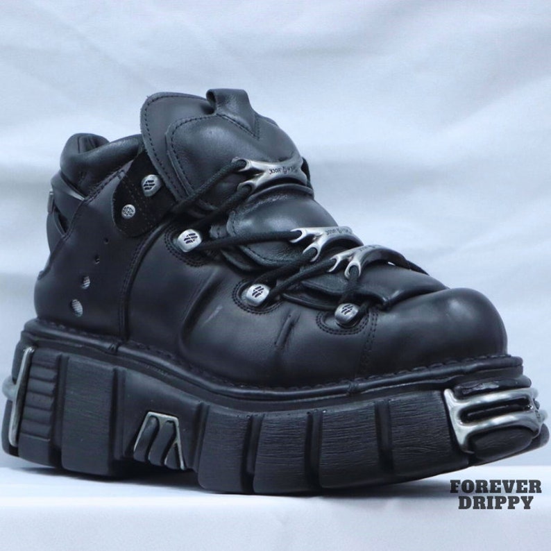 Black Gothic Platform Boots New Rock Style Cyber Y2k