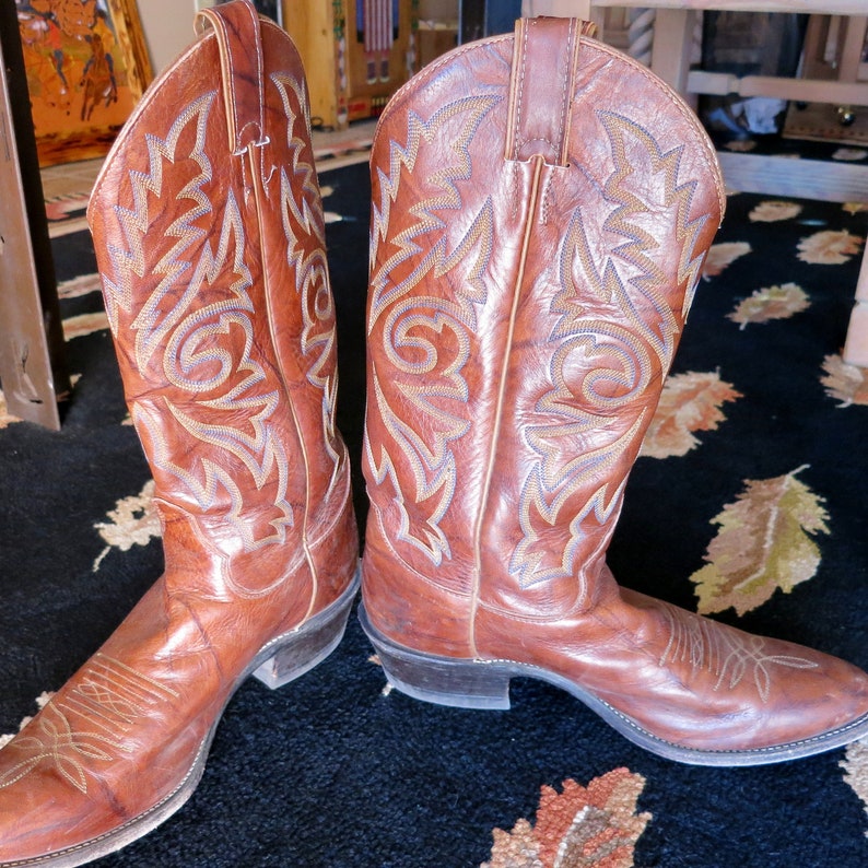 EXCELLENT JUSTIN COWBOY Boots Size 8 1/2 Apache Bay Quality