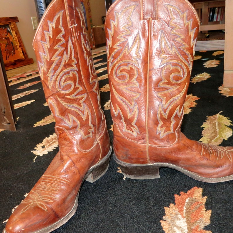EXCELLENT JUSTIN COWBOY Boots Size 8 1/2 Apache Bay Quality