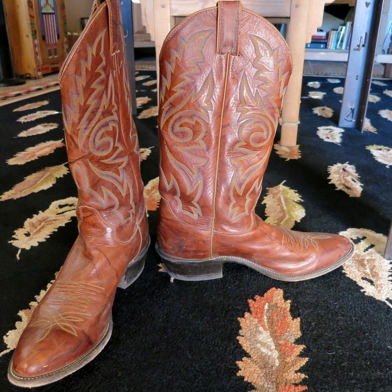 EXCELLENT JUSTIN COWBOY Boots Size 8 1/2 Apache Bay Quality