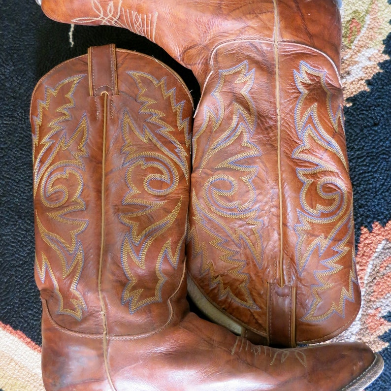 EXCELLENT JUSTIN COWBOY Boots Size 8 1/2 Apache Bay Quality