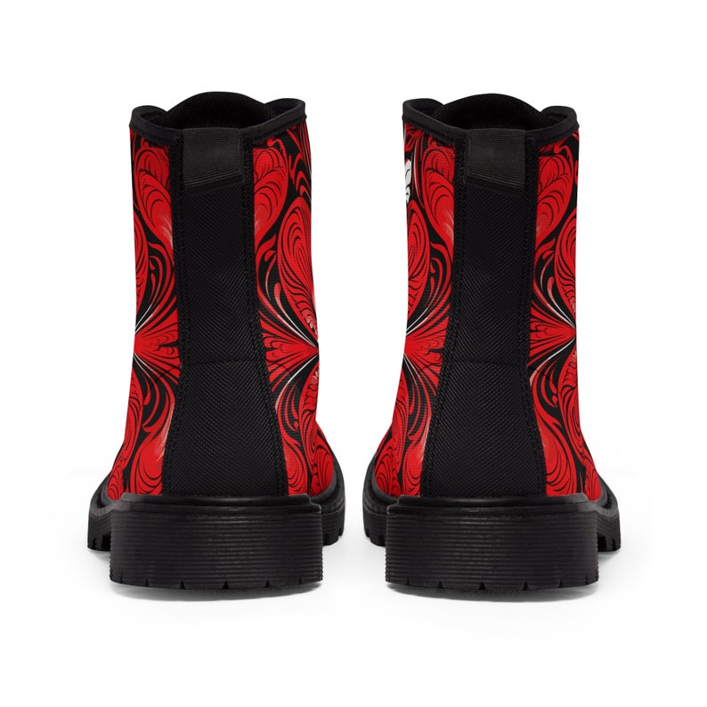 Relaxing Red Pattern-v-1men's Canvas Boots