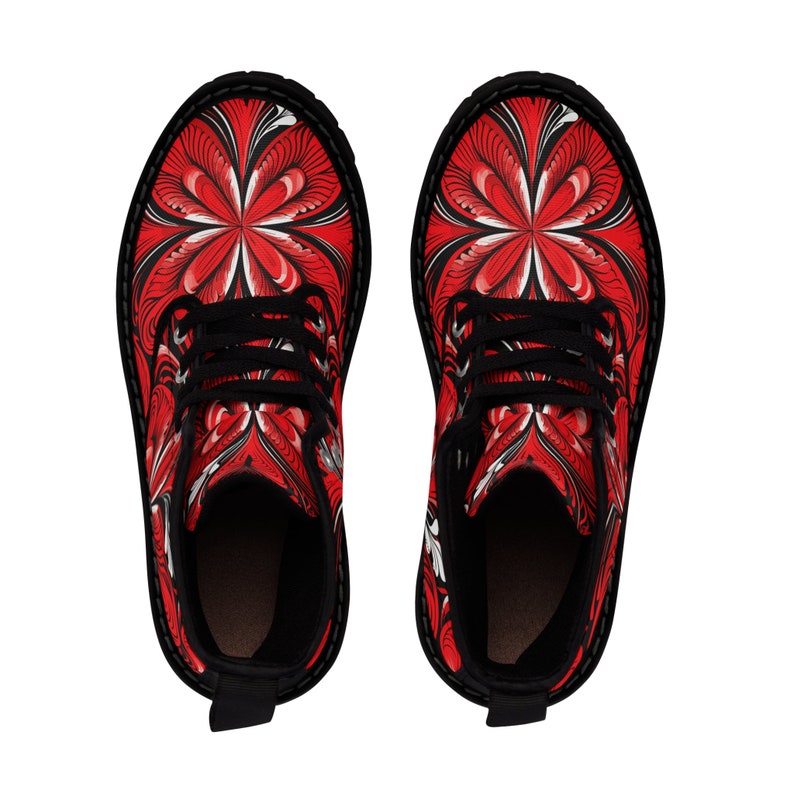 Relaxing Red Pattern-v-1men's Canvas Boots
