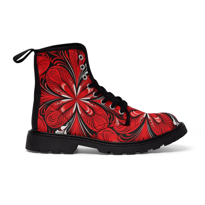 Relaxing Red Pattern-v-1men's Canvas Boots
