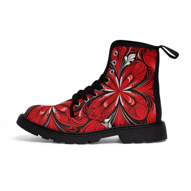 Relaxing Red Pattern-v-1men's Canvas Boots
