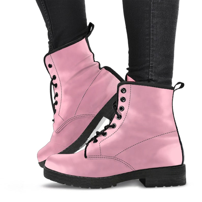 Soft Pink Vegan Leather Boots Girlfriend Gifts for Her Combat
