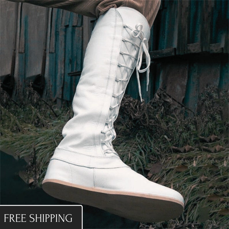 Gothic Carnival Party Boots Medieval Retro Leather Mid-calf