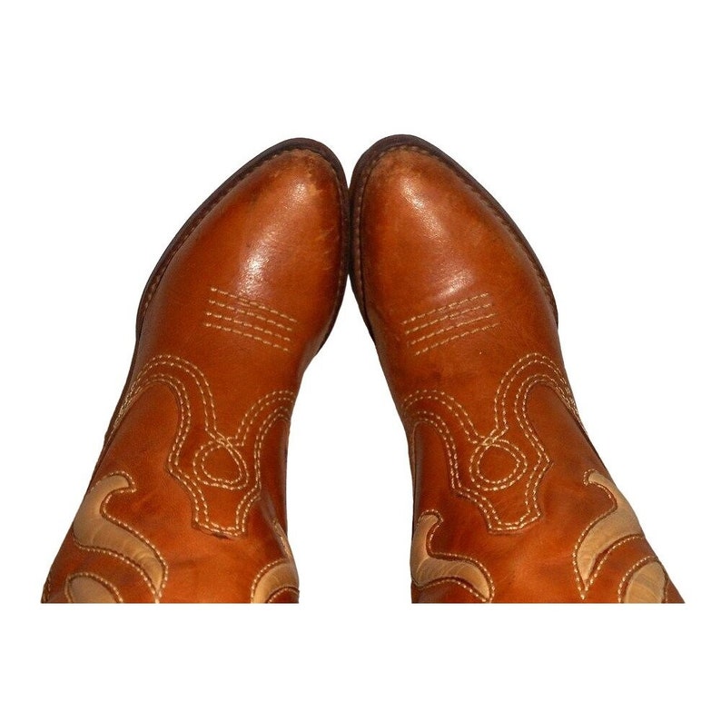 Vintage Cowgirl Boots Western Fashion Ladies 7 M Tan Cowboy