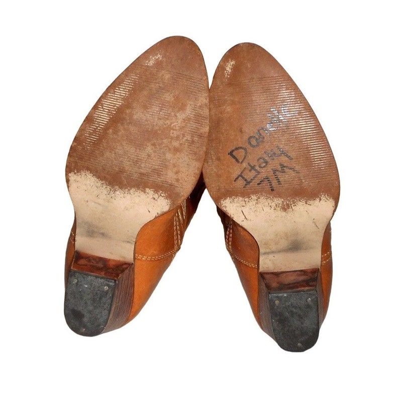Vintage Cowgirl Boots Western Fashion Ladies 7 M Tan Cowboy