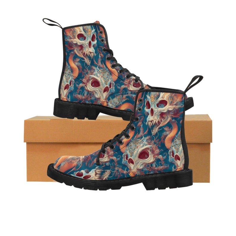 High Top Boots I 1460 I Printed Oriental Dragon Canvas