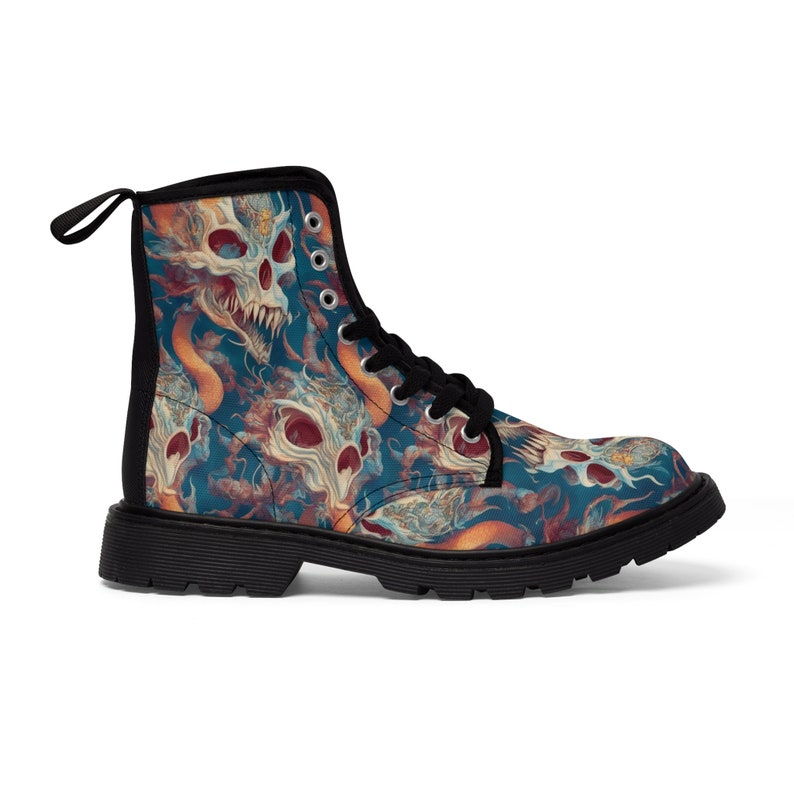 High Top Boots I 1460 I Printed Oriental Dragon Canvas