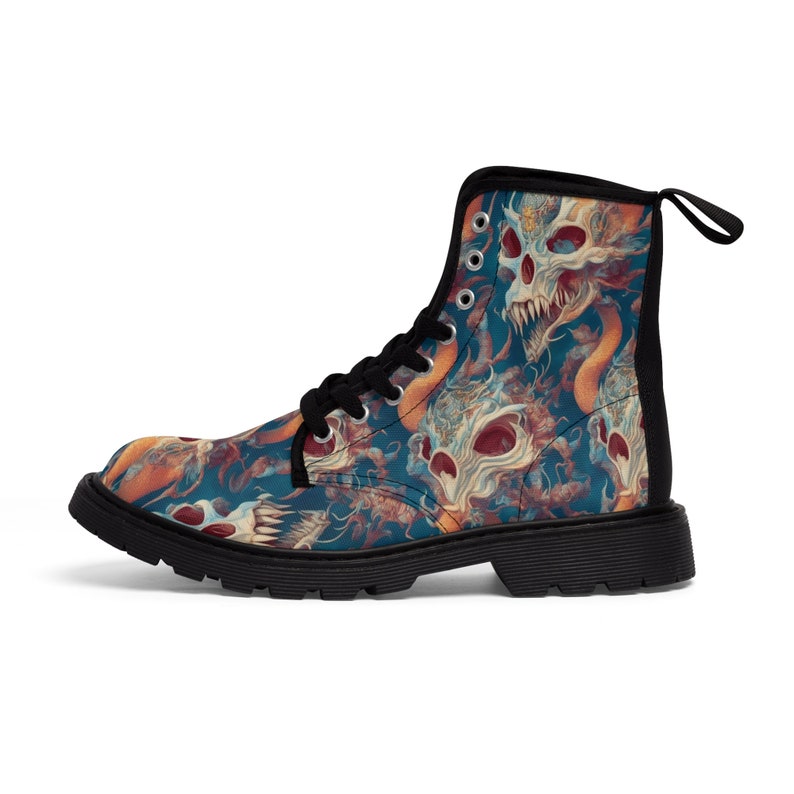 High Top Boots I 1460 I Printed Oriental Dragon Canvas
