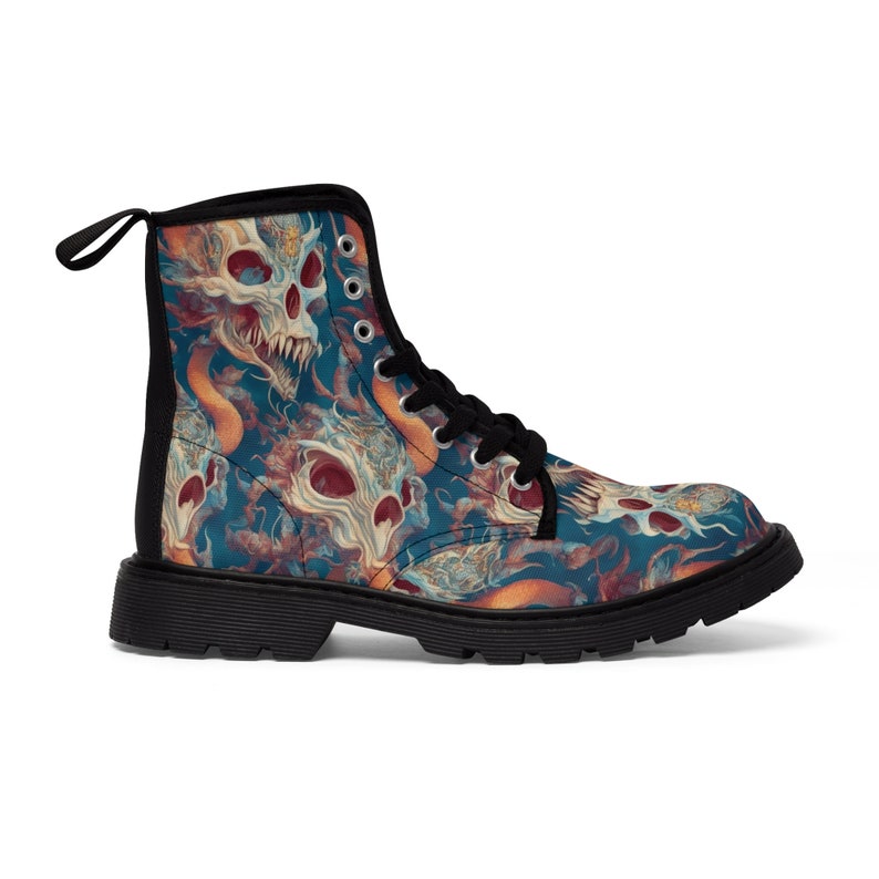 High Top Boots I 1460 I Printed Oriental Dragon Canvas