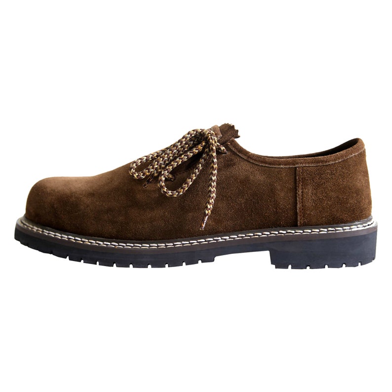 Authentic Bavarian Men's Suede Leather Shoes Dark Brown