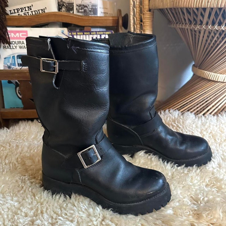 Vintage Durango Black Buckle Boots Size Womens 7
