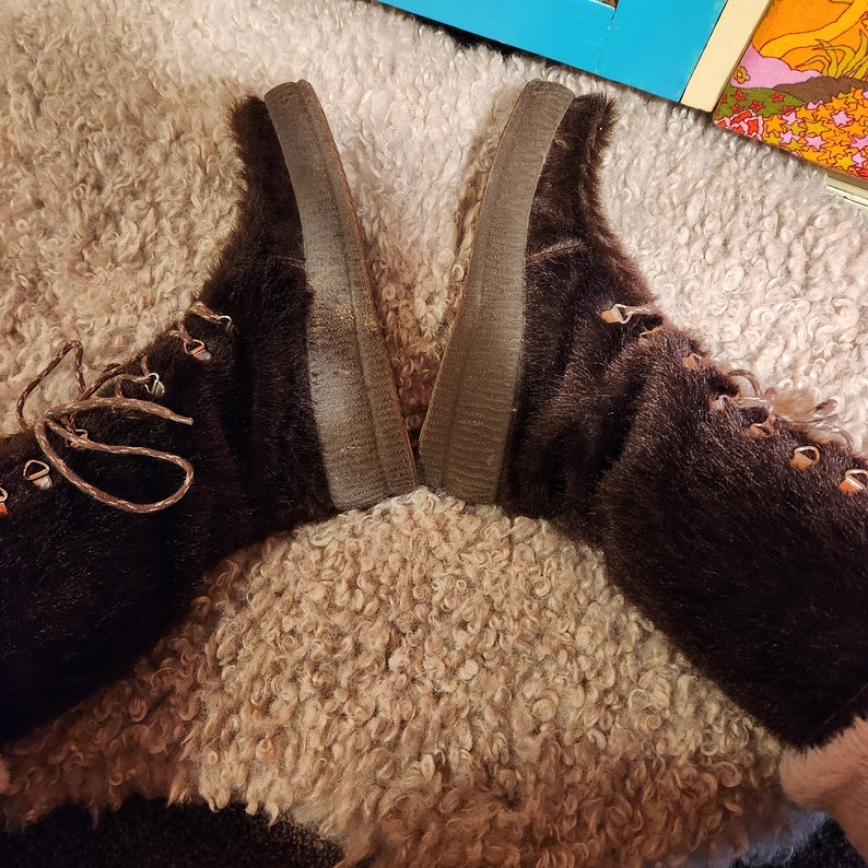 Vintage 1970s Furry Boots by Universal EU37 UK4 US/AU6 May Fit