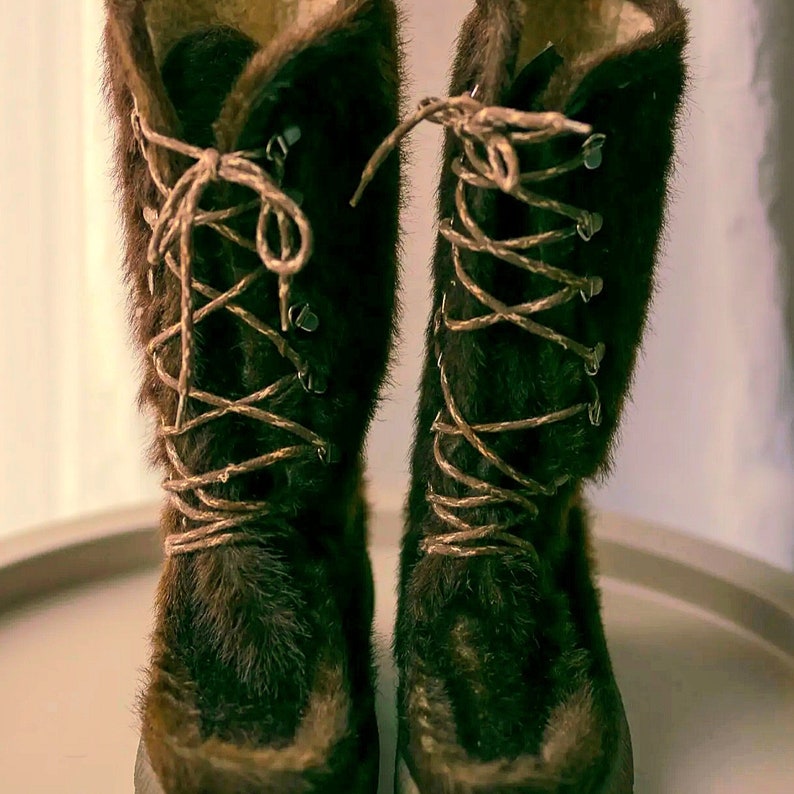 Vintage 1970s Furry Boots by Universal EU37 UK4 US/AU6 May Fit