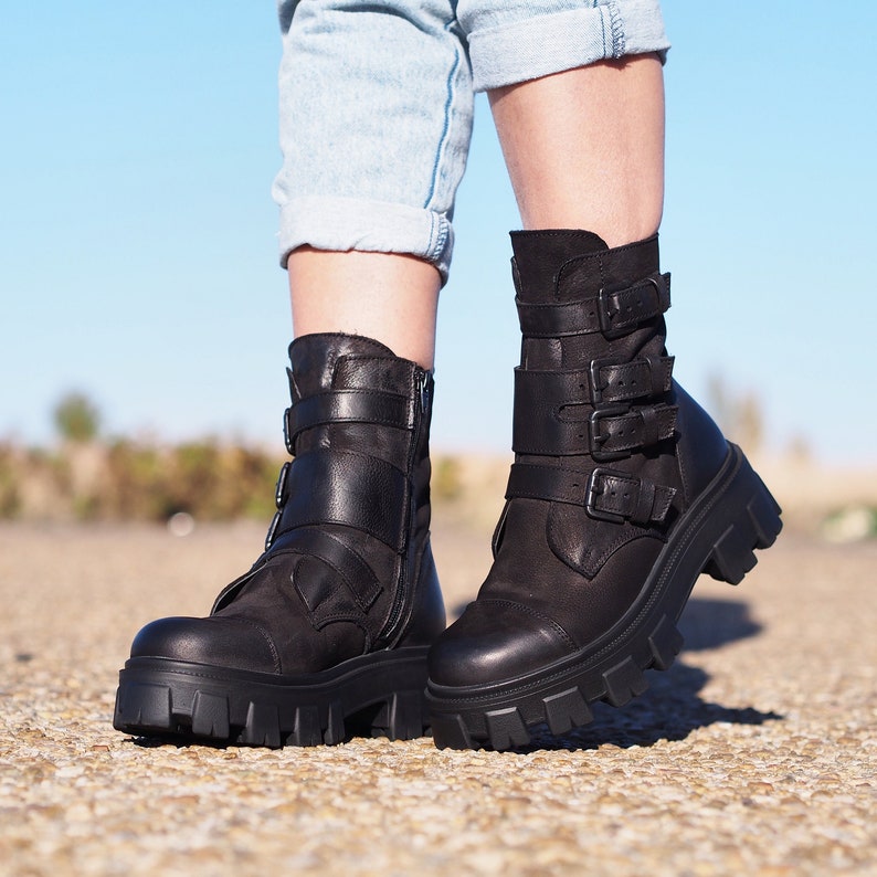 Extravagant Black Genuine Leather Women's Bootsleather