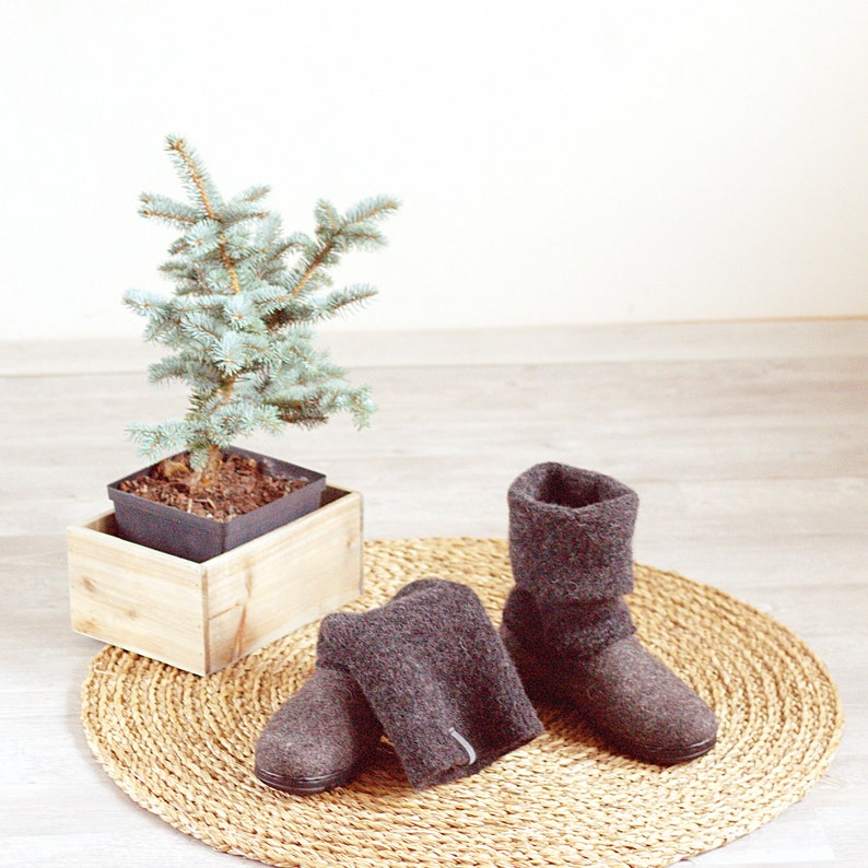 Boiled Wool Shoes From Organic Wool With Rubber Soles and