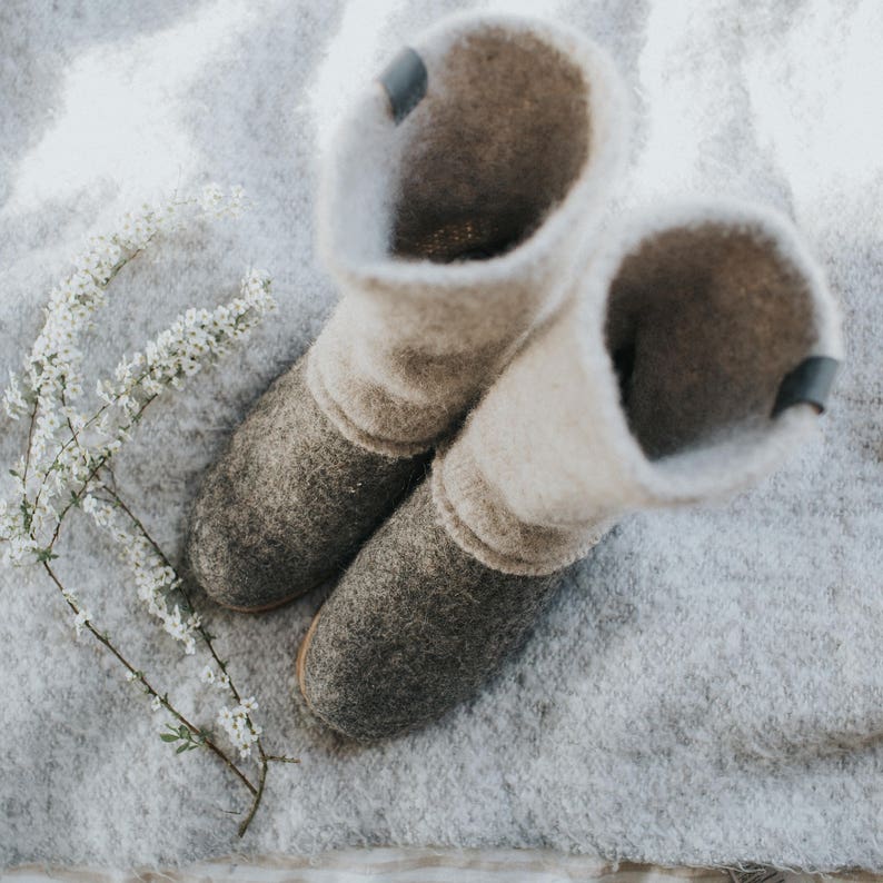 Boiled Wool Shoes From Organic Wool With Rubber Soles and