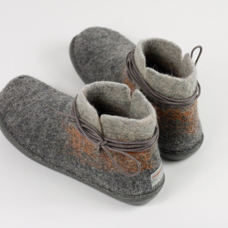 Handmade Felted Wool Women Men Winter Ankle Boots Rubber Soles