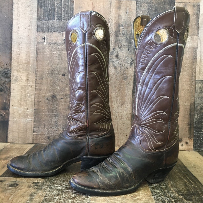 Tony Lama Vtg Gold Label Buckaroo Cowboy Boots Womens 10 B